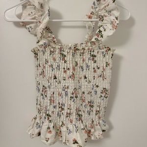 Reformation floral linen square neckline crop sz M